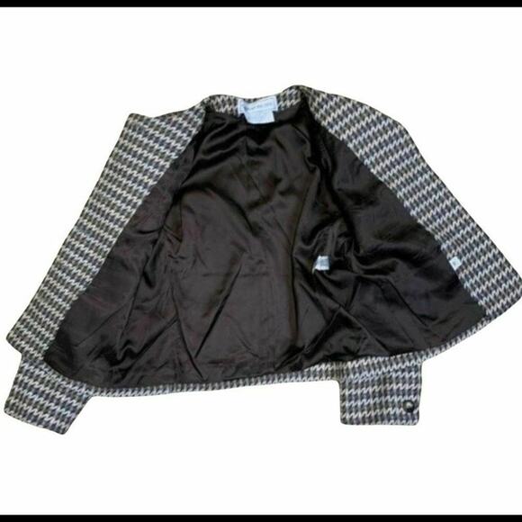 Evan Picone vtg union made wool button front blazer ivory brown suit Sz 10 - Picture 5 of 11